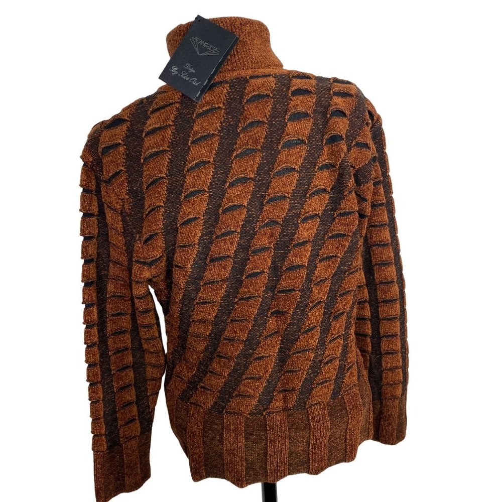 NWT Angel Design by Sabri Ozel rust brown black turtle neck chenille sweater XL - Picture 3 of 12